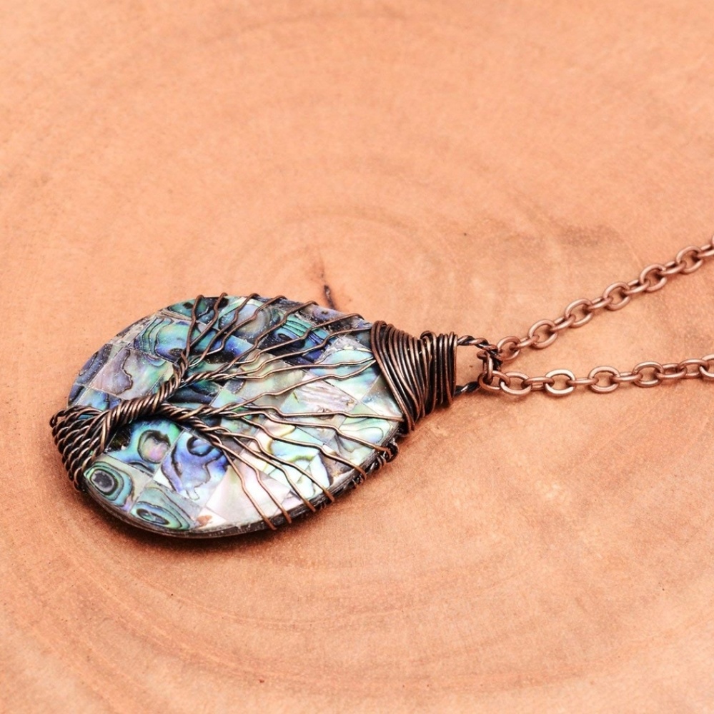 Tear Drop Abalone Shell Pendent Necklace W…
